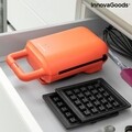 Aparat  2-in-1 pentru gofre si sandwich,  retete Wafflicher, InnovaGoods, 600W, rosu
