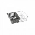 Scurgator de vase + suport de tacamuri detasabil, Aquatex, Metaltex, 35 x 30 x 11 cm, metal/invelit in polytherm, argintiu/gri