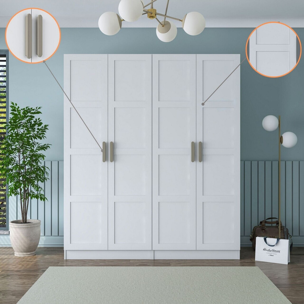Dulap pentru haine, Hanah Home, BA194, 180x210x57.5 cm, PAL melaminat, Alb - view 2
