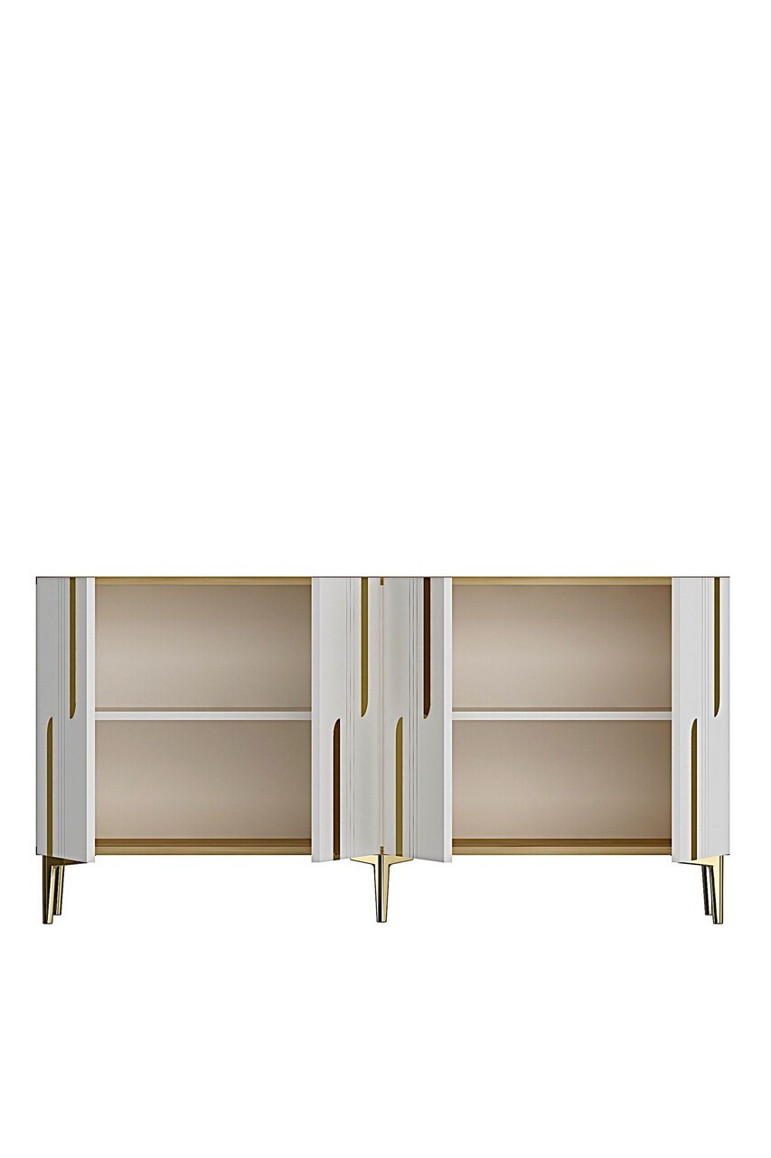 Consola, Hanah Home, Nota 150, 150x75x32 cm, Stejar Safir / Alb / Auriu — imaginea 6