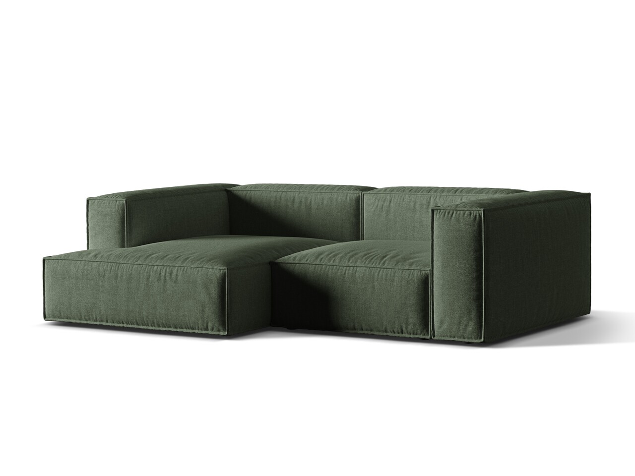 Coltar modular stanga 3 locuri, Nuria-215, Micadoni Home, 252x147x72 cm, tesatura structurata chenille, verde moss - 1 | YEO