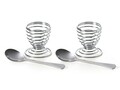 Set 2 suporturi pentru oua si 2 lingurite, Excelsa, 6x11 cm, inox