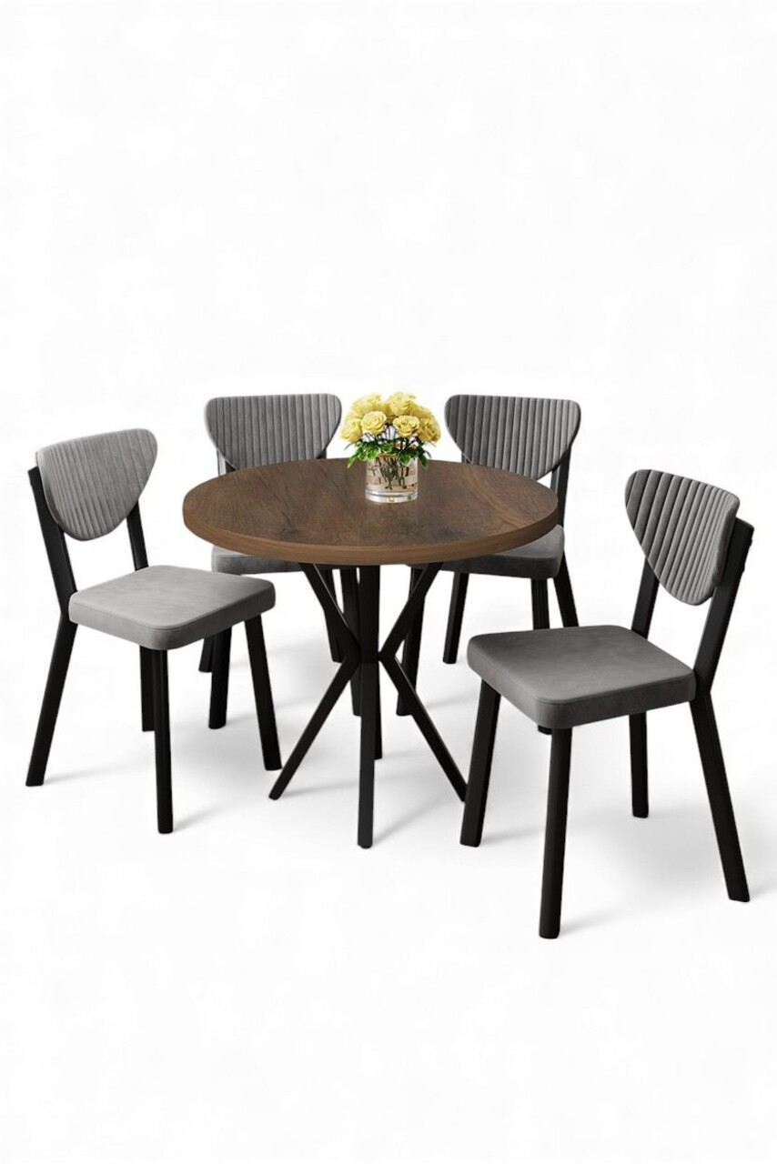 Set masă și scaune (5 bucăți), Hanah Home, Agnes, Baroc / Gri - view 2