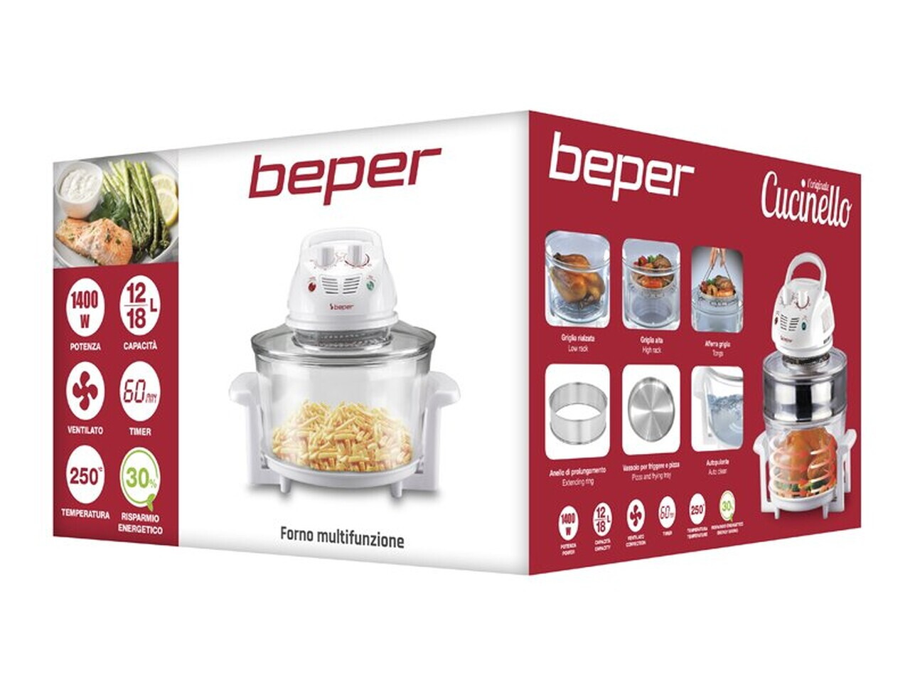 Cuptor multifunctional cu convectie BF.640, Beper, Hot ayr fryer, 1400 W, 7 trepte de temperatura - view 12