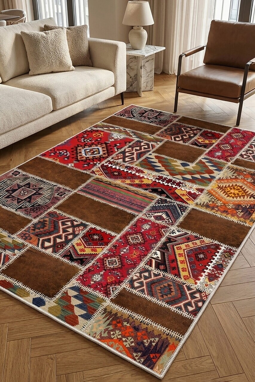 Covor, DC-3009-HALI-47, 120x170 cm, Poliester, Rosu — imaginea 2