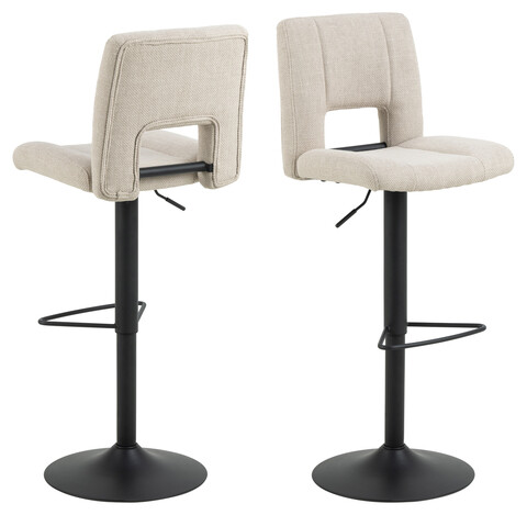 Scaun de bar Sylvia, Actona, 41.5x52x115 cm, rotativ, tesatura structurata/otel, bej