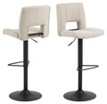 Scaun de bar Sylvia, Actona, 41.5x52x115 cm, rotativ, tesatura structurata/otel, bej