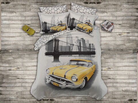 Lenjerie de pat pentru o persoana, yellow taxi, primacasa by türkiz, bumbac satinat