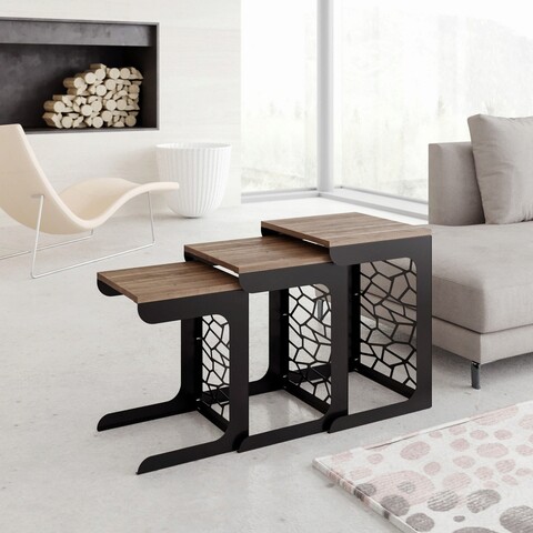 Set masute 3 piese, Hadley, Hare, Nuc negru Hadley