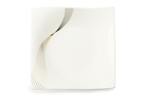 Farfurie pentru desert Frequency, Maxwell & Williams, 18 x 18 cm, portelan, alb/auriu