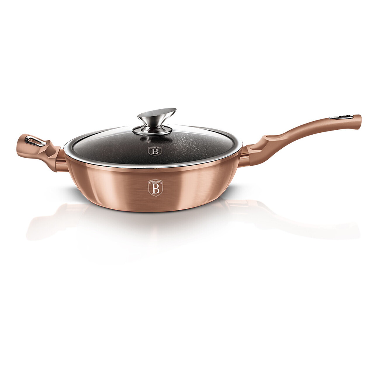 Tigaie adanca cu capac Berlinger Haus, Rose Gold, 28 cm, 3.8 L, aluminiu forjat, roz - imagine 7