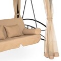 Pavilion cu leagan de 3 locuri si functie pat, Damaris, 232 x 149 x 233 cm, negru/bej