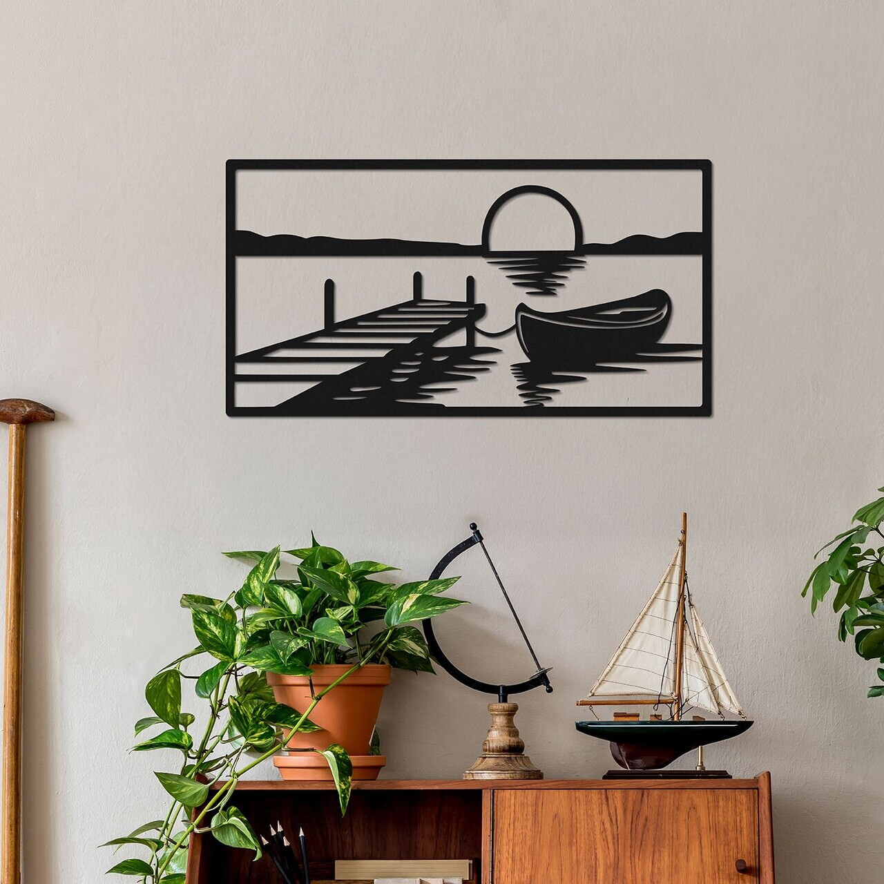 Decoratiune de perete, Calma-1, Metal, Grosime: 1,2 mm, Negru
