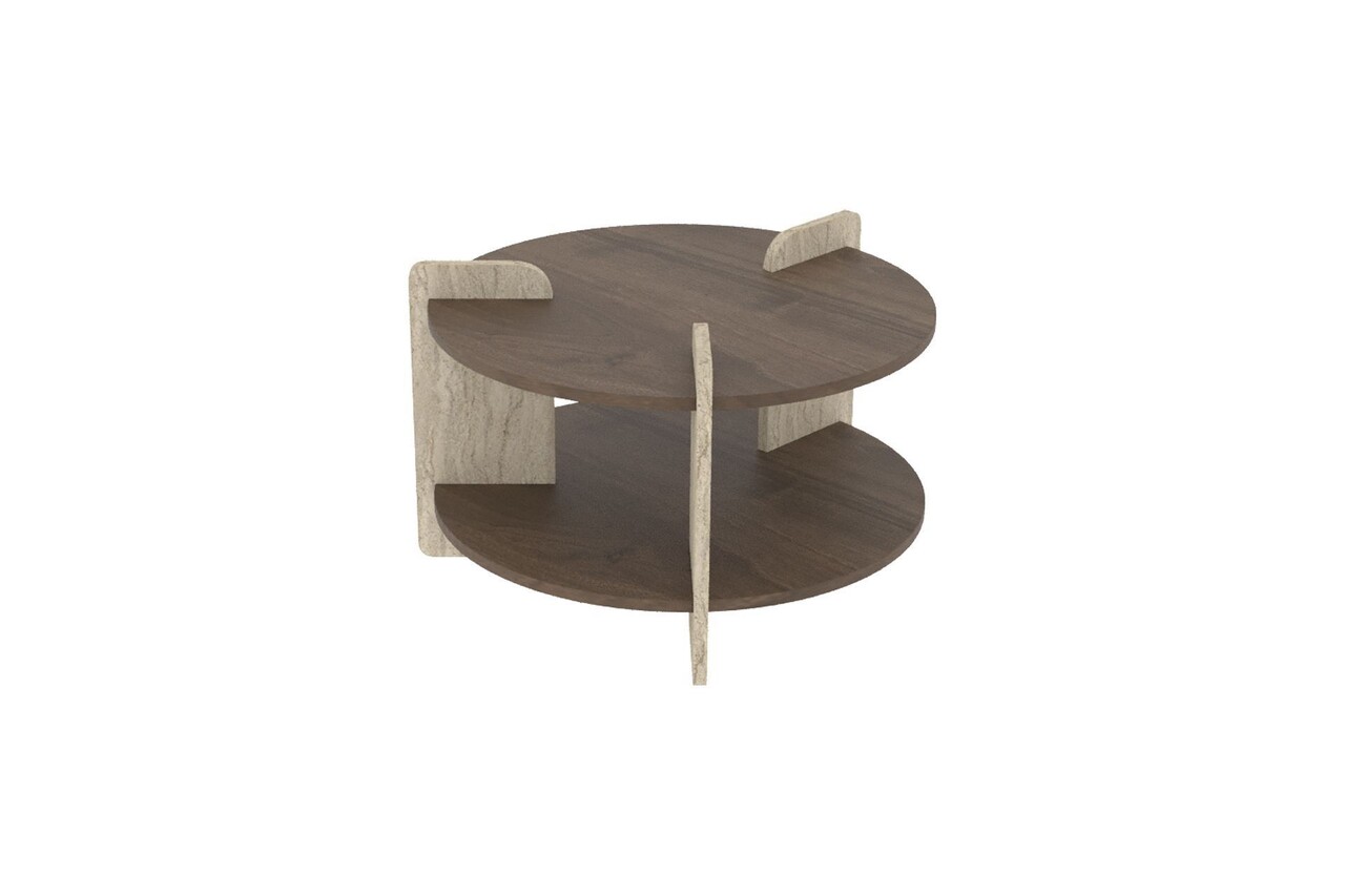 Masuta de cafea, Hanah Home, Oalla, 70x45x70 cm, Nuc / Travertin - view 5