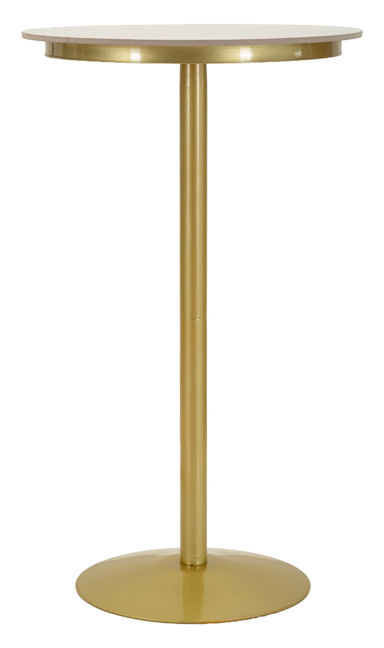 Masa de bar, Mauro Ferretti, Simply, 60x103 cm, metal/imitatie de marmura, auriu/alb - imagine 2