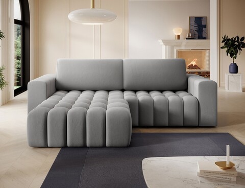 Coltar extensibil stanga 4 locuri ELTAP, Bon-18, Bonett, 250x175x92 cm, lemn/poliester, gri deschis