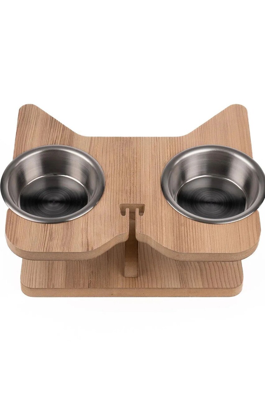 Bol pentru hrana animale de companie, Paws &amp; Whiskers, Apvm3, MDF , Multicolor - imagine 3