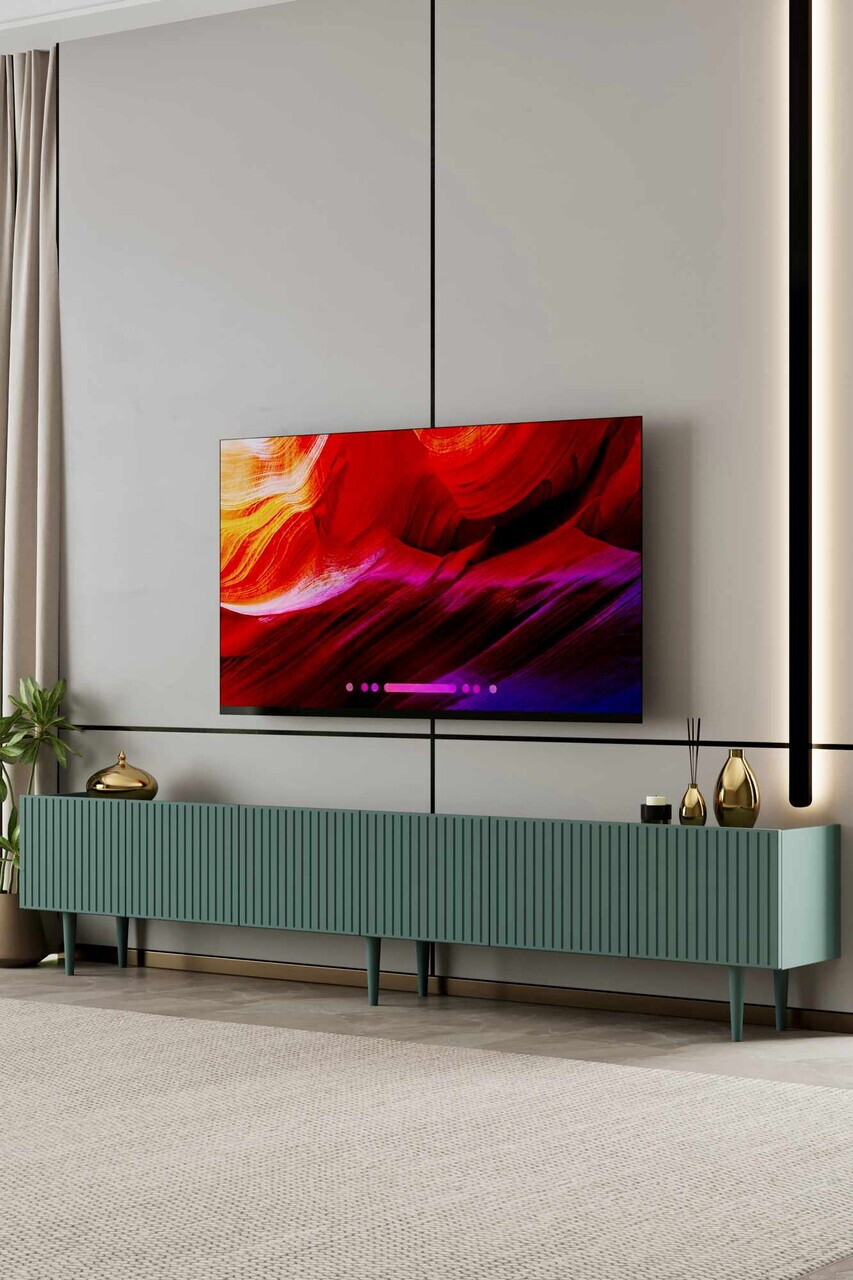 Comoda TV, Hanah Home, Capella 240, 240x50x29 cm, MDF, Verde - view 2