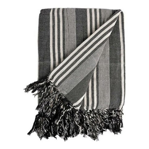 Patura Stripes, Gift Decor, 205 x 235 cm, amestec bumbac, alb/gri inchis Gift Decor