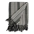 Patura Stripes, Gift Decor, 205 x 235 cm, amestec bumbac, alb/gri inchis