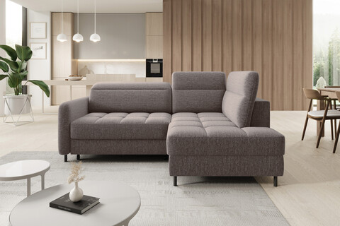 Coltar extensibil dreapta 3 locuri ELTAP, RT-20AS, Barea, 208x160x100 cm, lemn/poliester, maro deschis