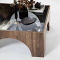 Masuta de cafea, Neostill, Seine, 80x35x80 cm, Sticla temperata, Nuc / Gri închis