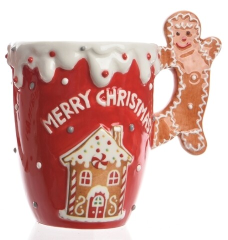 Cana Gingerbread cane handles, Decoris, 9x13x12 cm, dolomit, rosu
