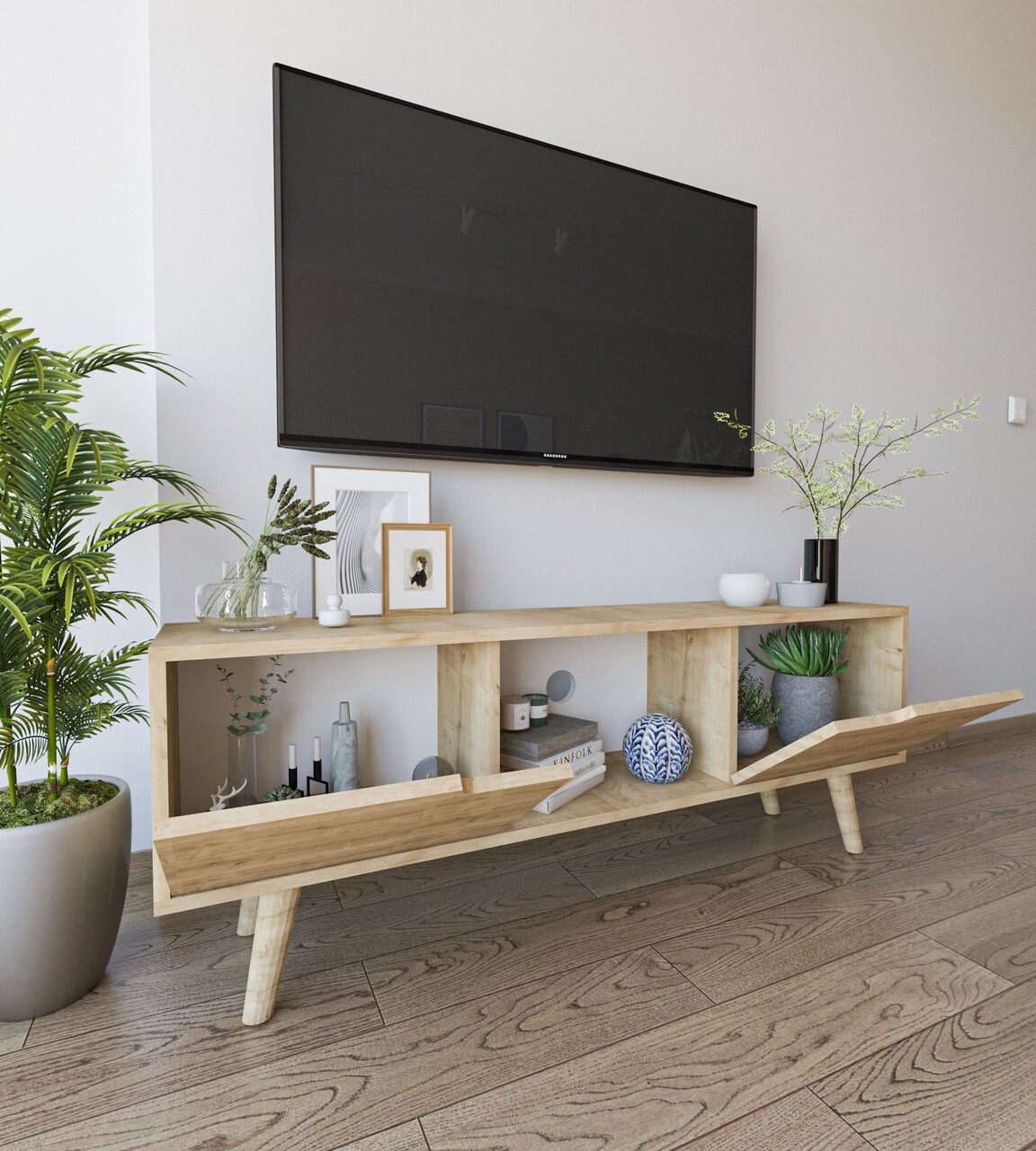 Comoda TV, Hanah Home, Siena, 139.7x53x53 cm, PAL, Maro - imagine 3