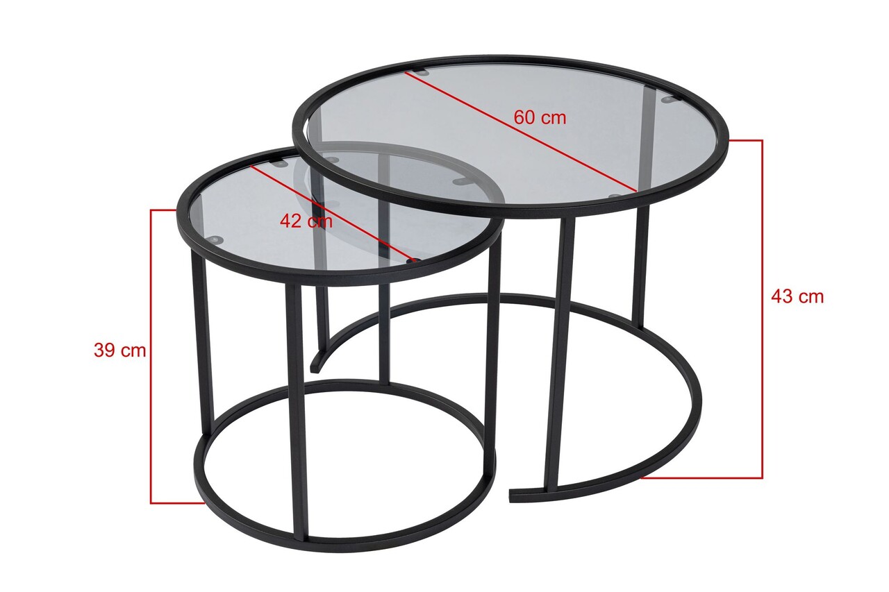 Set masute de cafea, Hanah Home, Black-Grey-60-42, Negru - imagine 8