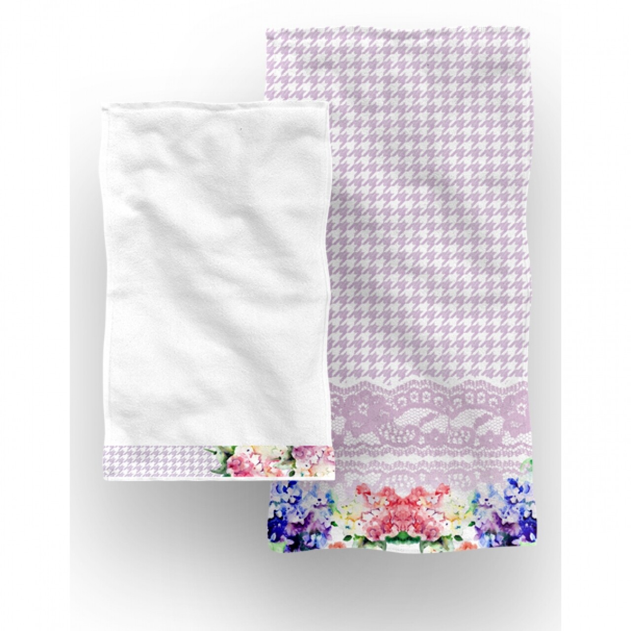 Set 2 Prosoape De Baie Bouquet, Aglika, 50 X 100 Cm/ 50 X 30 Cm, 70% Bumbac, 30% Microfibra, Multicolor