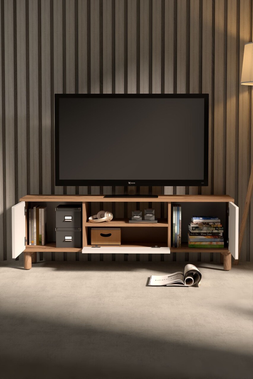 Comoda TV, Hanah Home, Serenta 180, 180x53x41 cm, PAL, Pin Atlantic / Alb - view 3