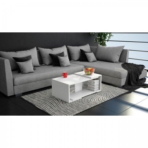 Masuta pentru living, Wooden Art, Modern White, 70x50x35 cm, alb mat