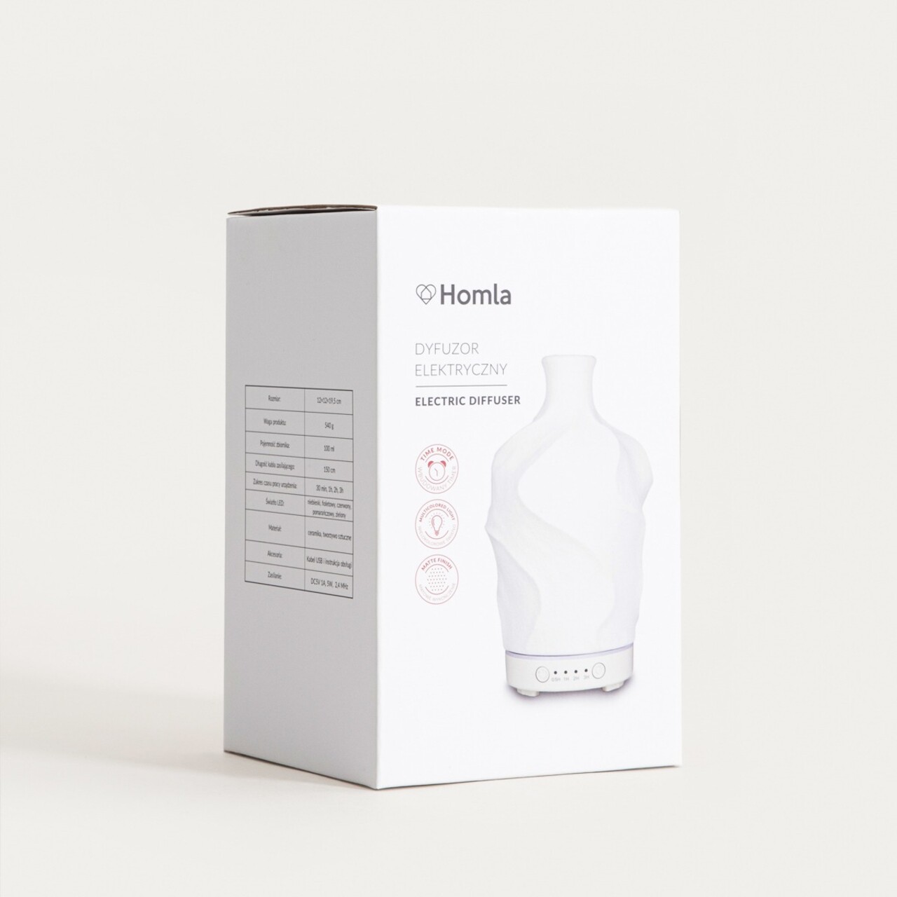 Difuzor electric de parfum Narave, Homla, 9.2x17.2 cm, 100 ml, ceramica, alb - view 4