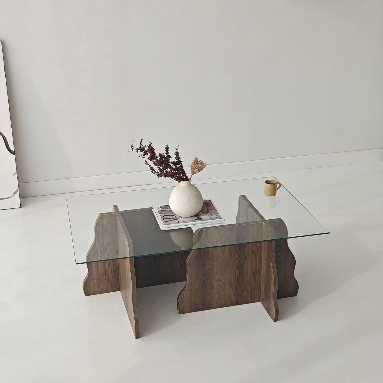 Masuta de cafea, Hanah Home, Canyon, 105x40x65 cm, Nuc / Transparent - view 2