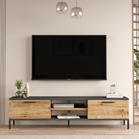 Comoda tv, locelso, rl1-aa, 160x39.1x35 cm, pin atlantic / antracit