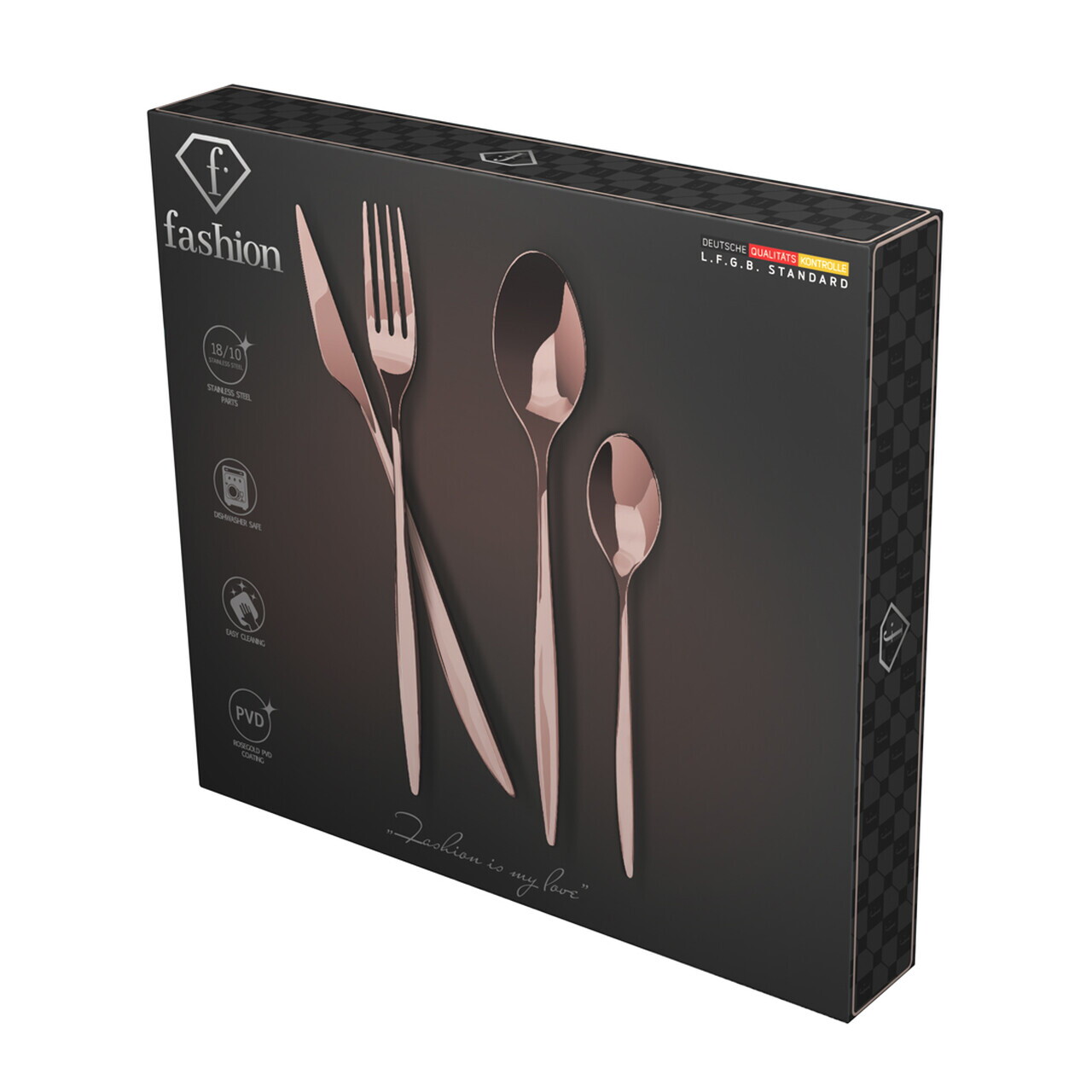 Set tacamuri pentru 6 persoane, 24 piese, Fashion TV, inox, auriu roz - view 11