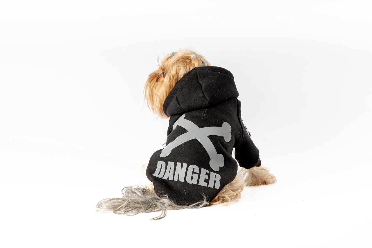 Hanorac pentru câini, Paws &amp; Whiskers, Danger Hoodie, Negru - view 2