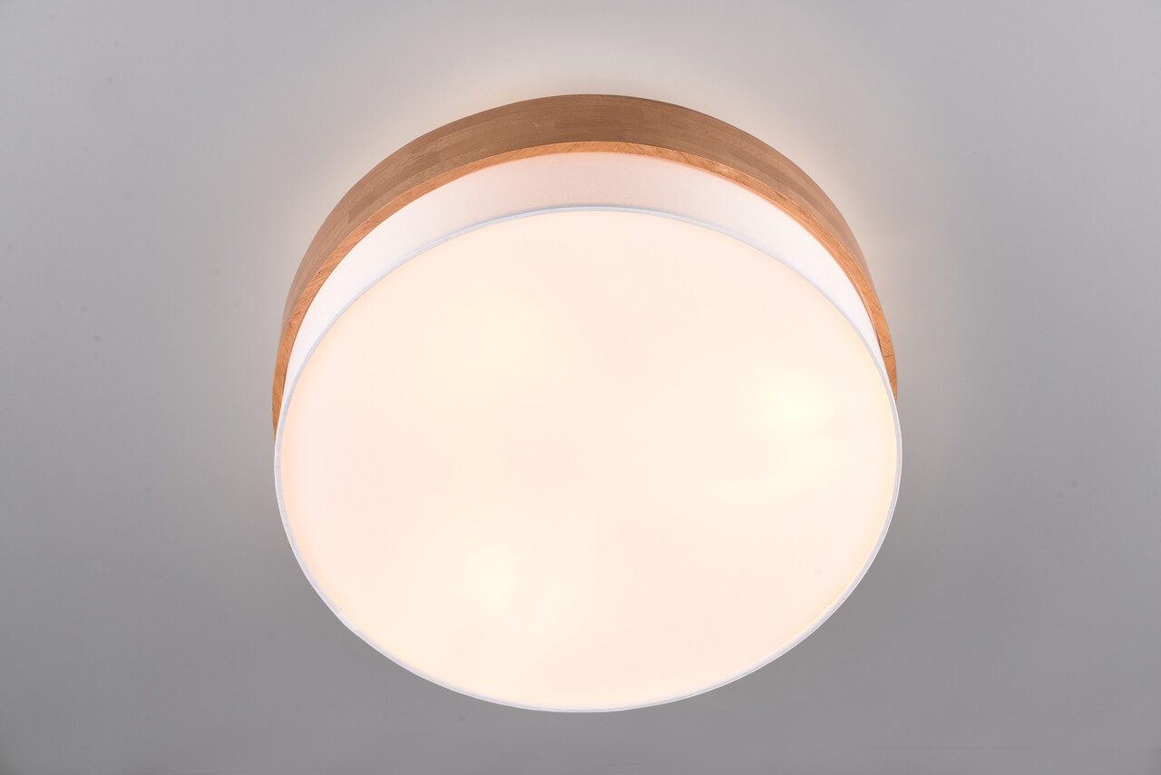 Plafoniera Seasons, TRIO, 50x21 cm, 40W, 3x E27, lemn/textil, natur/alb