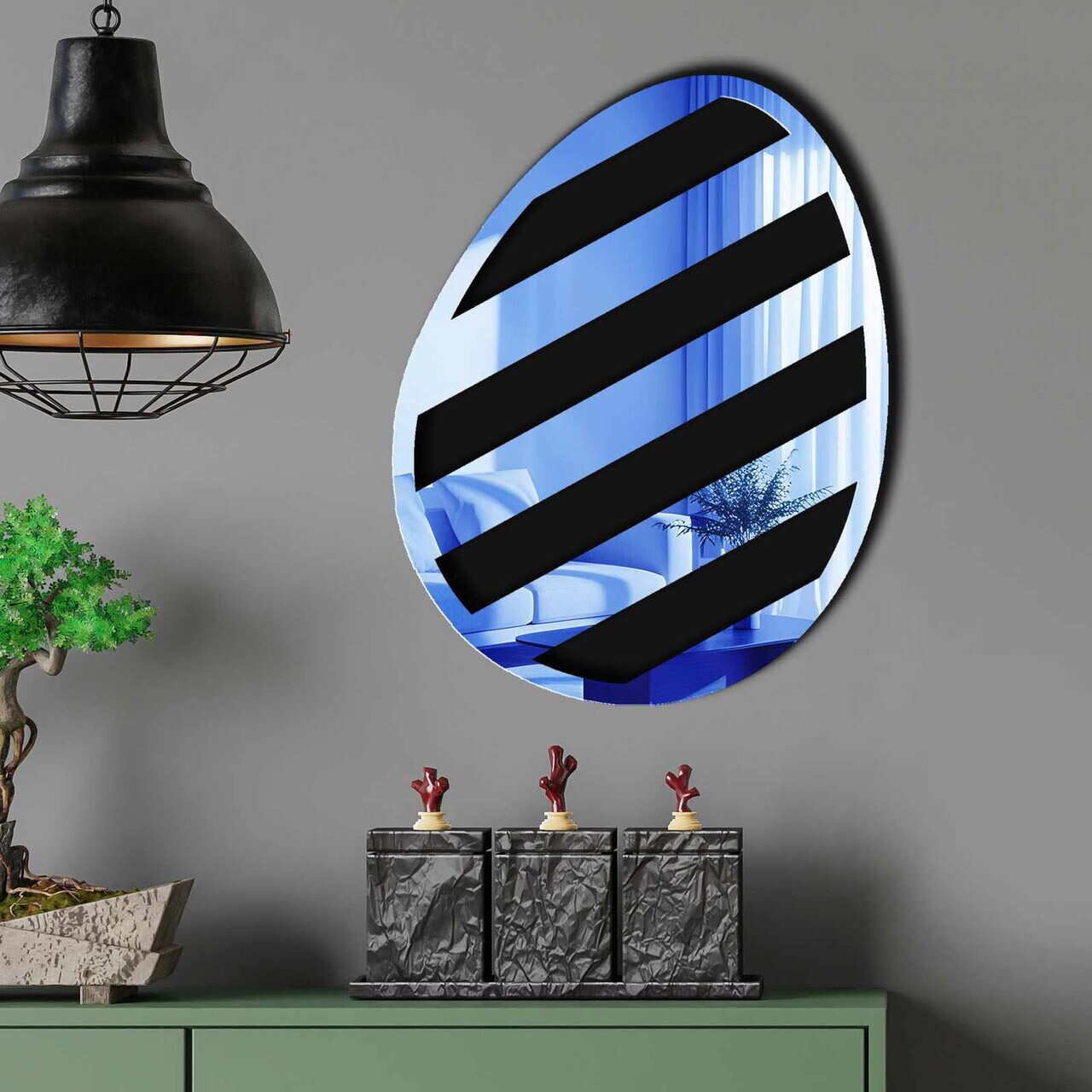 Oglinda decorativa, EAS004BLUE, Baza din 100% EVA (Grosime: 10 mm), Albastru