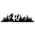 Decoratiune de perete, Mountain 1, metal, 68 x 19 cm, negru