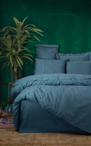 Lenjerie de pat dubla, Sante - Petrol Blue, Cotton Box, Bumbac Satinat