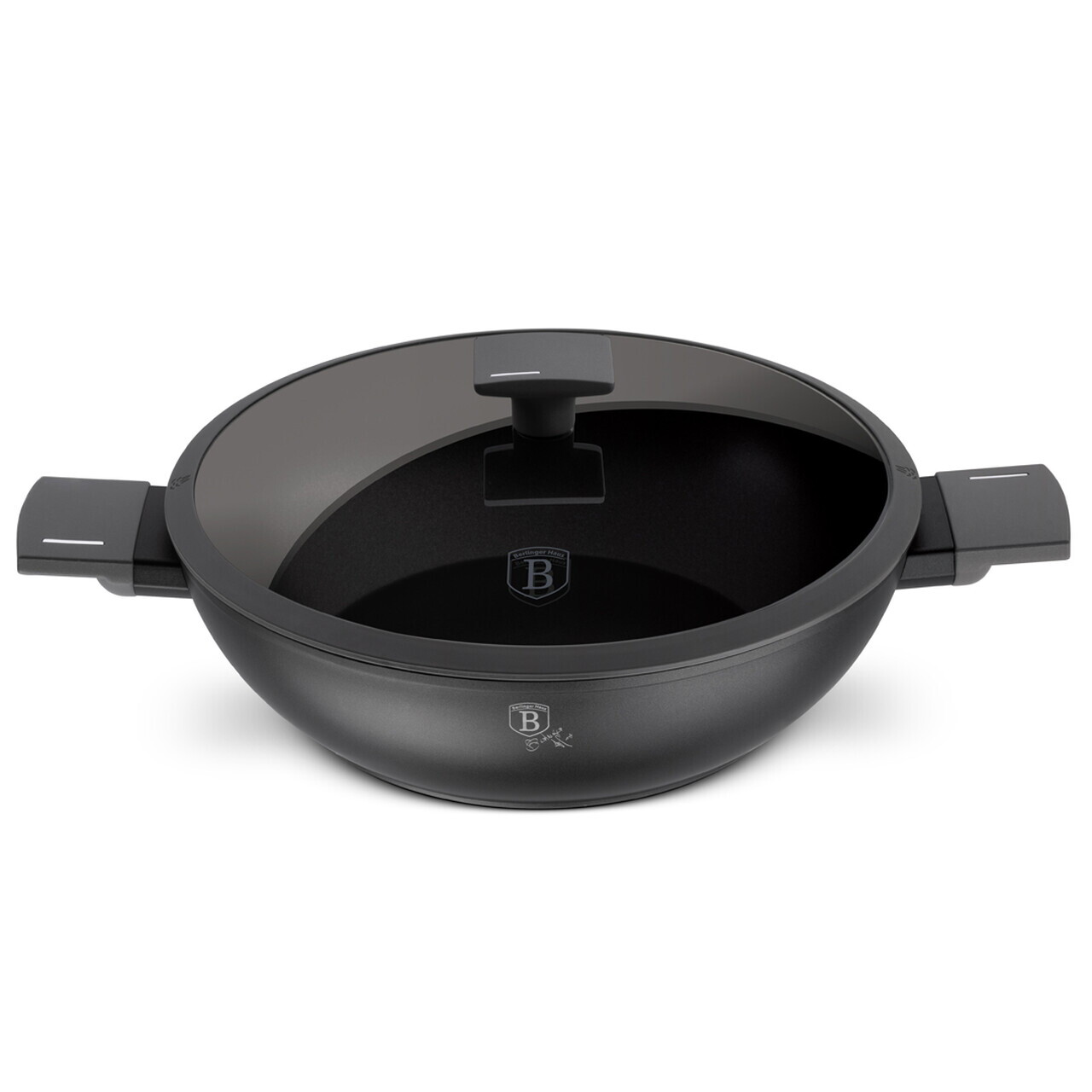 Tigaie Wok cu capac Berlinger Haus, Anthracite, 30 cm, aluminiu forjat, antracit mat - imagine 4