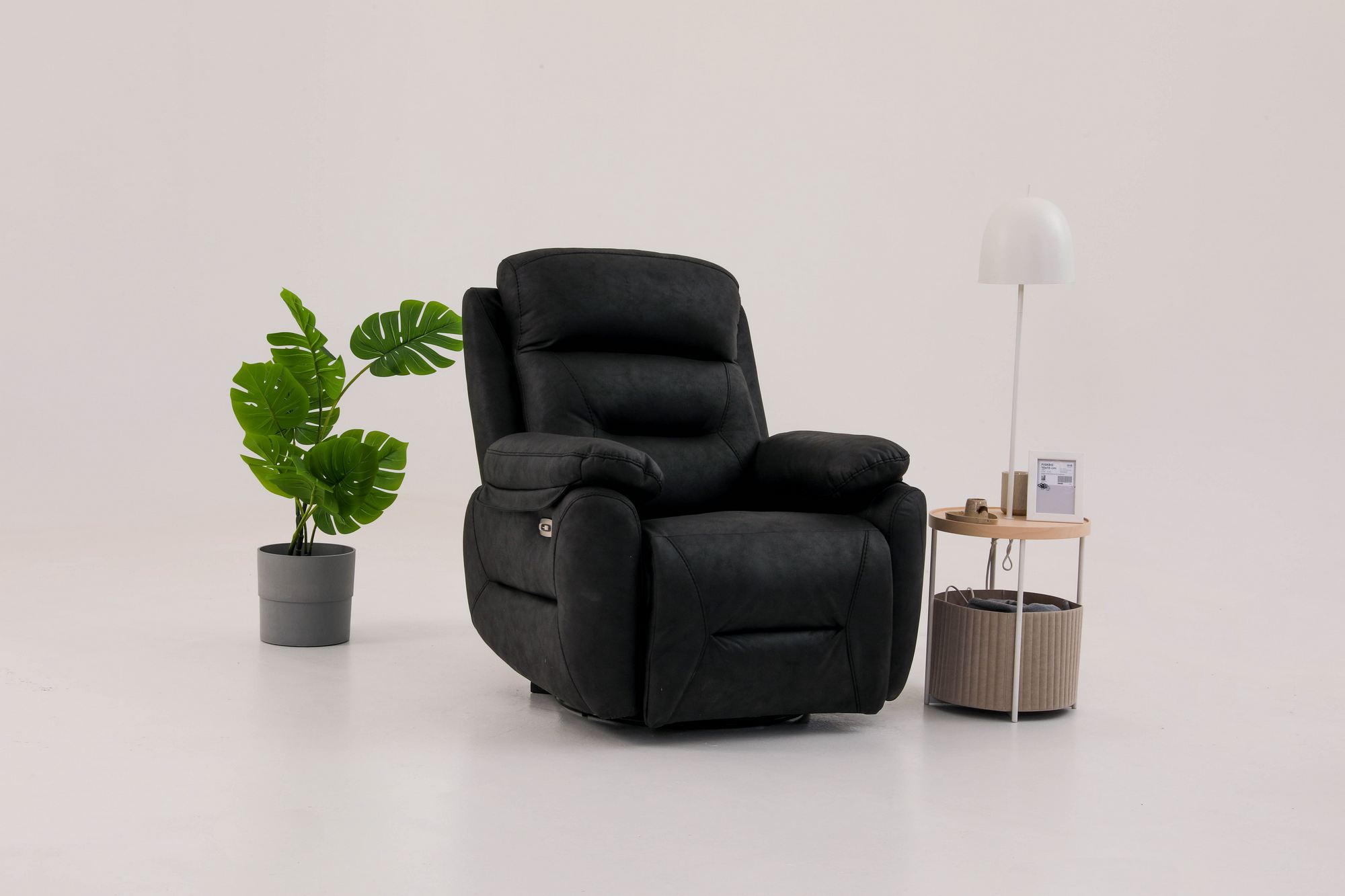Fotoliu cu recliner, Atelier del Sofa, 752EST1506, Frame: 70% HORNBEAM/30% MELAMINE COATED CHIPBOARD, Negru