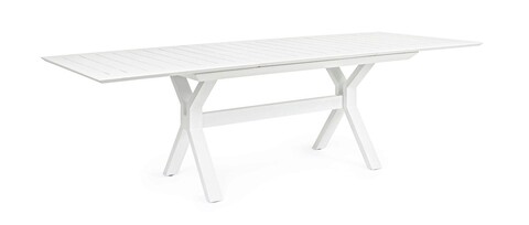 Masa extensibila pentru gradina/terasa kenyon, bizzotto, 180/240 x 100 x 76 cm, aluminiu, alb