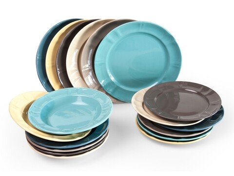 Serviciu de masa 18 piese, Country Chic, Excelsa, ceramica, multicolor