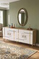 Consola, Hanah Home, Ilay 180, 180x75x32 cm, Stejar Safir / Alb / Auriu