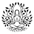 Decoratiune de perete, Yoga, metal, 51 x 52 cm, negru