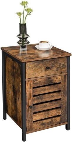 Noptiera cu sertar, vasagle, 40 x 40 x 60 cm, pal/otel, maro rustic