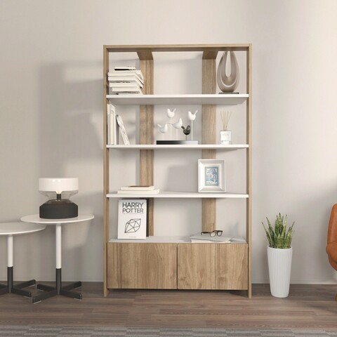 Corp biblioteca, zena home, elena, 93.6x160x31.5 cm, pal, alb / nuc