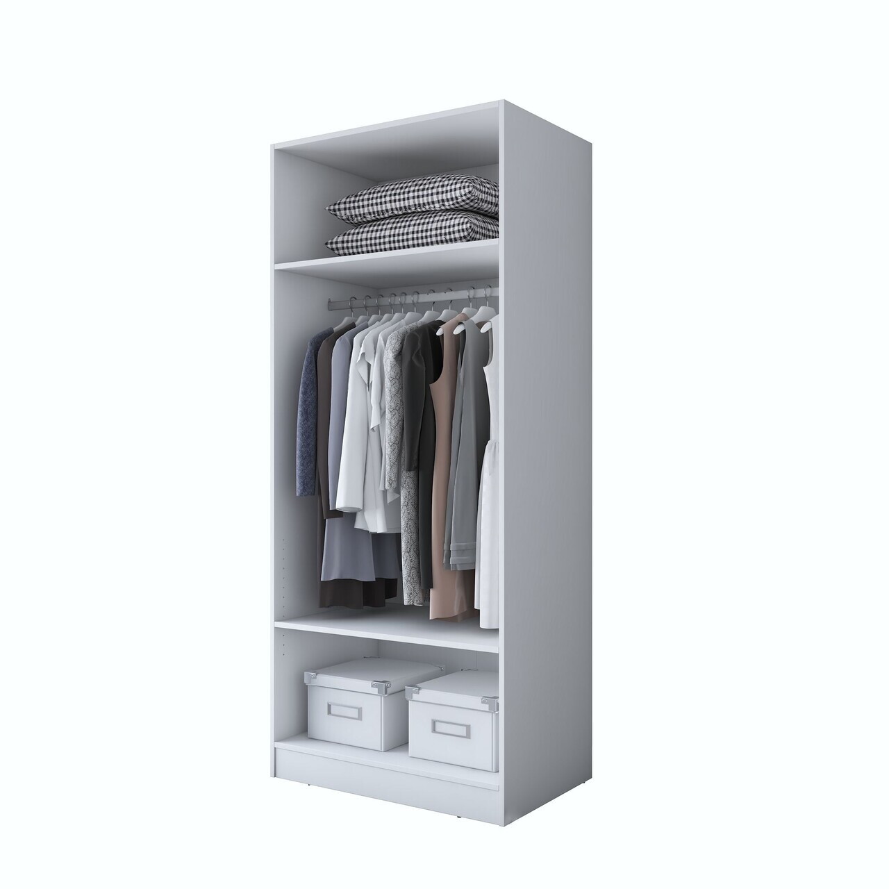 Dulap pentru haine, Hanah Home, BA161, 90x210x57.5 cm, PAL melaminat, Alb - view 10